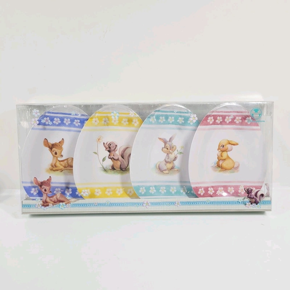Vintage DISNEY STORE Bambi Thumper Melamine Plate Set NEW Original Packaging 90s